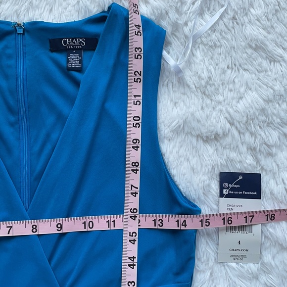 CHAPS BLUE MAXI DRESS WITH CINCHED WAIST - Picture 7 of 7